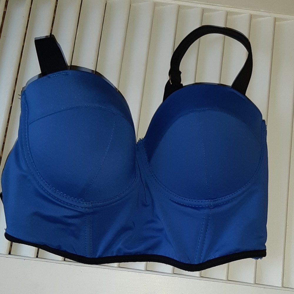 NWT BEBE Bustier Crop Top Blue XS